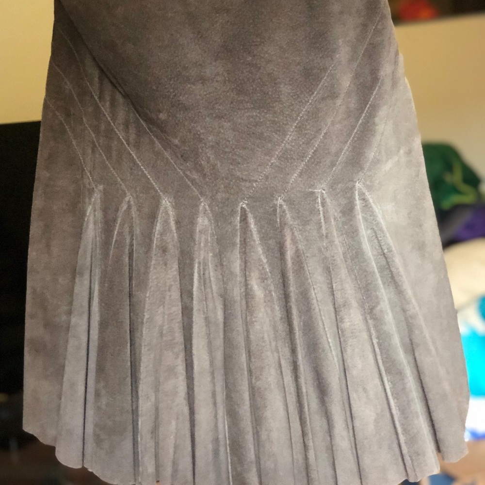 Diane Von Furstenberg A-Line Suede Midi Skirt